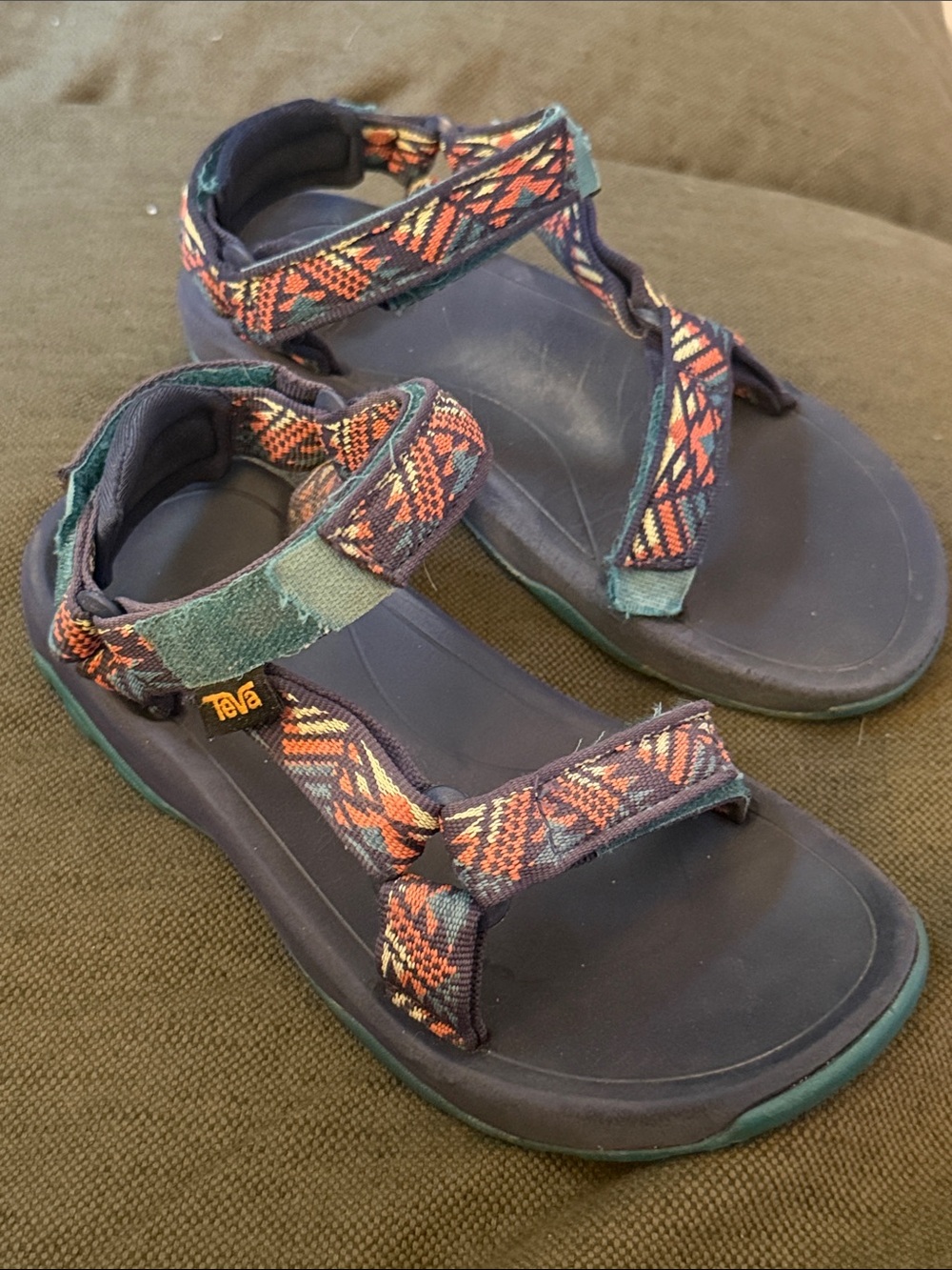 Teva Kids Navy Blue Sandals with Multicolor Geometric Straps